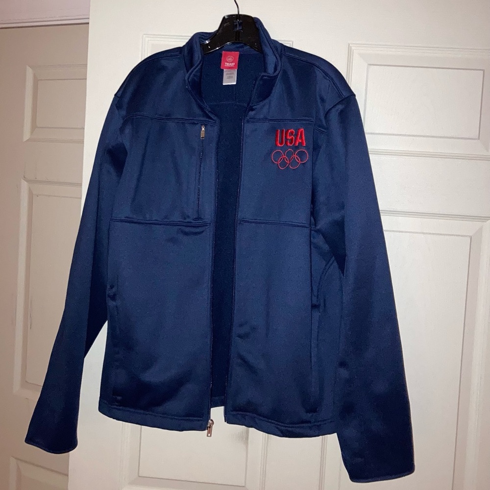 US Olympic Committee Team USA Navy Blue Full Zip Jacket. Sz M. Pre-owned, EUC